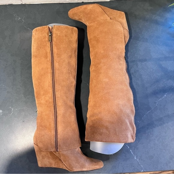 Jessica Simpson sz 6 Rallie chestnut suede tall wedge boots - Picture 7 of 15